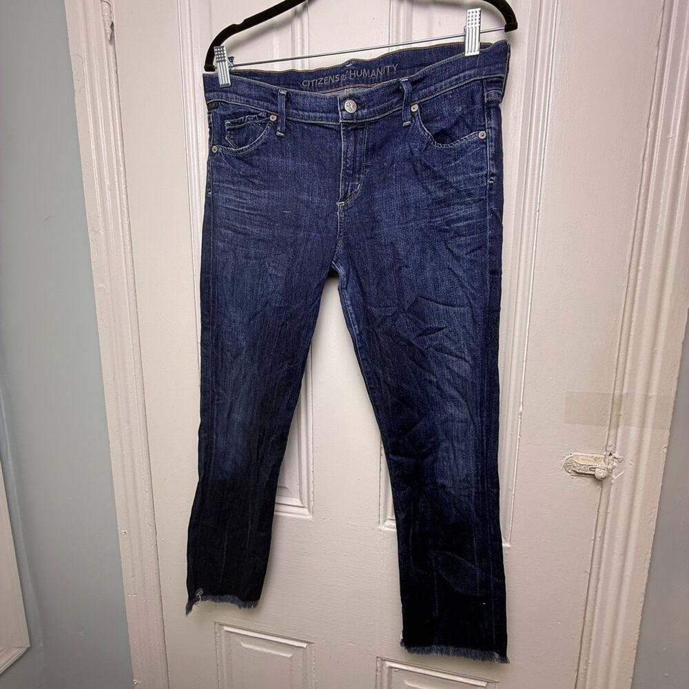Citizens of Humanity Skinny Jeans Size 30 Stretch Made in USA Frayed Hem Blue